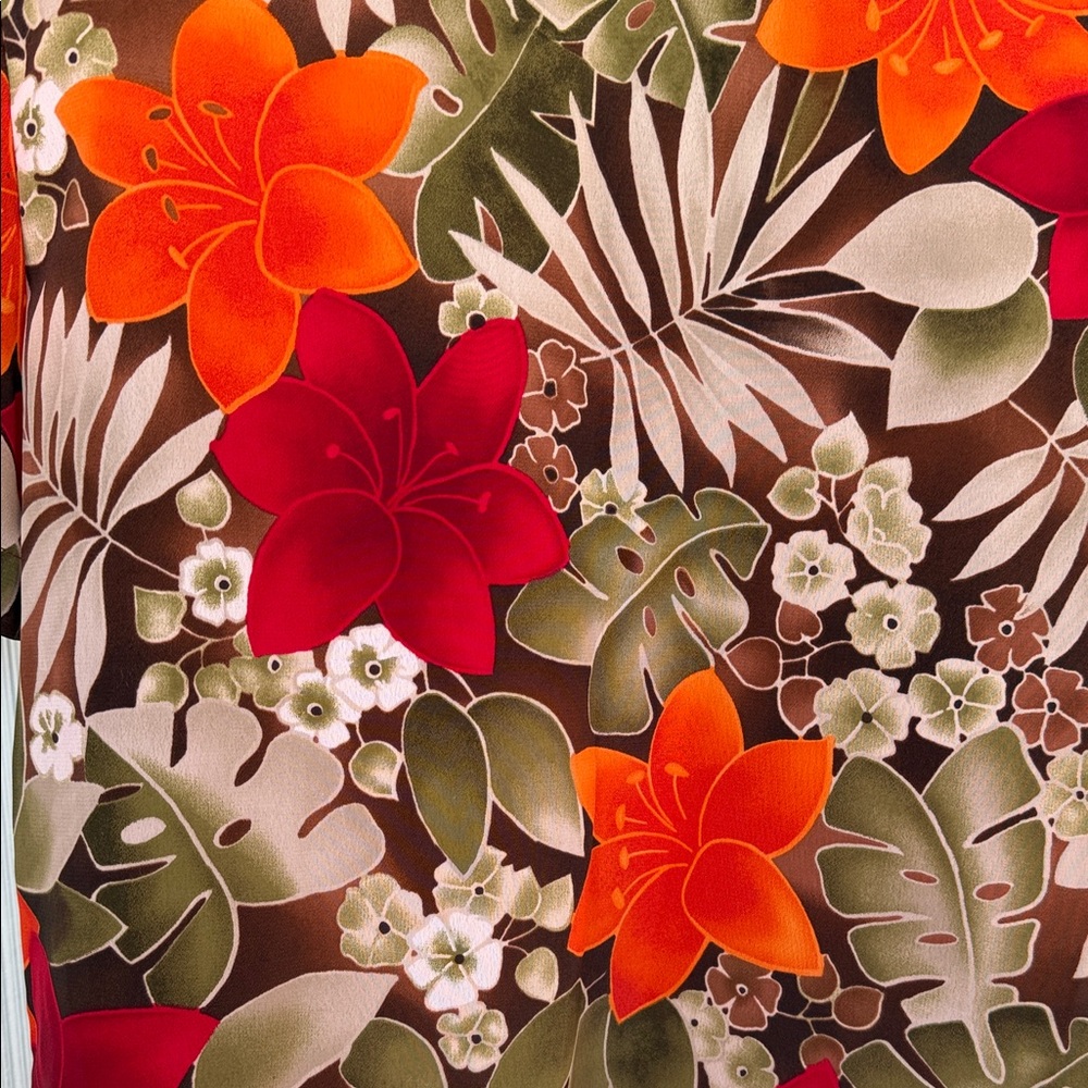 🌺 Vibrant 80s 90s Vintage Hawaiian Tropical Jungle Floral Button Down Shirt - Picture 9 of 9